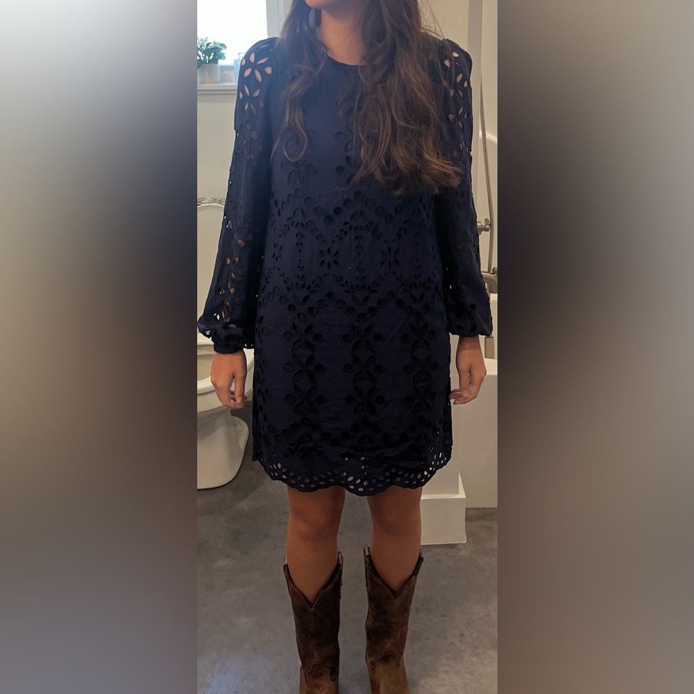 Lilly Pulitzer Navy Blue Eyelet Dress  NWT SIZE 00 - Picture 5 of 5